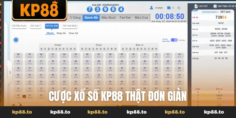 Cược xổ số KP88 thật đơn giản