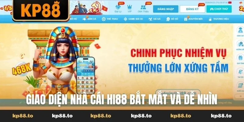Giao diện nhà cái Hi88 bắt mắt và dễ nhìn