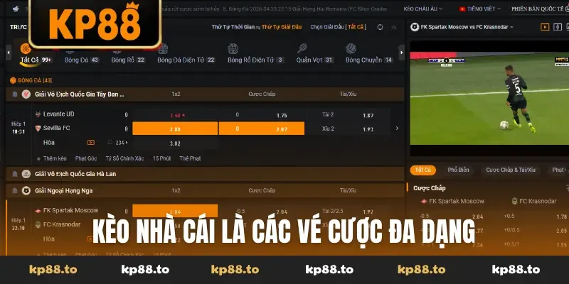 Kèo nhà cái là các vé cược đa dạng