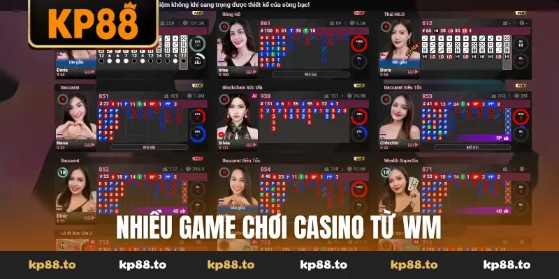 Nhiều game chơi casino từ WM